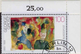 RFA Poste Obl Yv:1488 Mi:1656 George Grosz Café Coin D.feuille (Beau Cachet Rond) - Modern