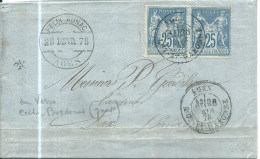 FRANCE LETTRE 50c AGEN ( LOT ET GARONNE ) POUR DAX ( LANDES ) + CACHET PRIVE " ORIGINAL MARRANT " + AMBULANTS DE 1878 - Covers & Documents