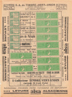 LEVURE ALSA - ALSACIENNE - COLLECREUR ANCIEN TIMBRES VERT UNION - FEUILLE RECTO VERSO - 65 VIGNETTES - Alimentare