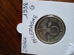 2 MARK 1938 G ALLEMAGNE ARGENT - 2 Reichsmark