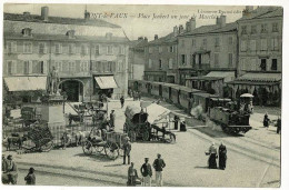 Pont De Vaux - Place Joubert Un Jour De Marché (animation, Le Tramway Traverse La Place) Circulé Sans Date - Pont-de-Vaux