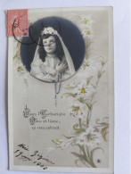 CPA COMMUNIANTE - SEMEUSE 10C - EUCHARISTIE - 1906 - Andere & Zonder Classificatie