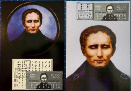 MACAU MAXIMUM POST CARDS SET OF 2 - BICENTENARY OF THE BIRTH OF LOUIS BRAILLE - Macao