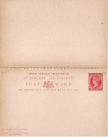 St. Vincent 1895 ENTIER POSTAL Ganzsache Stationary Tarjeta Postal One Penny Red, Double Card, Unused - St.Vincent Y Las Granadinas