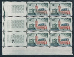 HK-437: FRANCE:  N°1316b**(beffroi Vert) Dans Bloc De 6 (coin Daté) - Neufs