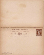 St. Vincent 1895 ENTIER POSTAL Ganzsache Stationary Tarjeta Postal 1,5 Penny Brown, Double Card, Unused - St.Vincent Y Las Granadinas