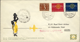 1960-Holland Nederland Olanda I^volo Openingsvlucht Amsterdam Accra Busta Della - Luchtpost