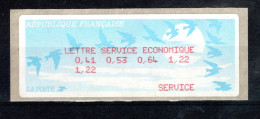Vignette De Service ATM LISA1 TABLE DES TARIFS De 2001 ENCRE ROUGE. LETTRE SERVICE ECONOMIQUE - 1990 « Oiseaux De Jubert »