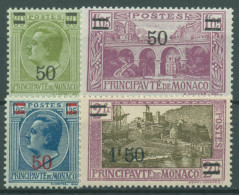 Monaco 1927 Viadukt, Fürst Louis II., Hafen,neuer Wertaufdruck 111/14 Postfrisch - Unused Stamps