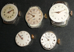 Pour Pièces Lot 5 Mouvements De Montres Mécaniques LIP - Antike Uhren