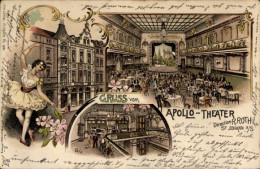 Lithographie St. Johann Saarbrücken Saarland, Apollo-Theater, Direktion R. Roth, Café, Saal, Tänzerin - Andere & Zonder Classificatie