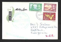 Tonga 1967 Tin Can Mail Cover Niuafo'ou To USA, 9d Mixed 1953 Definitives Franking - Tonga (...-1970)