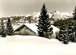 Fischen Allgaeu Berggasthaus Wannenkopfhuette Winterlandschaft Allgaeuer Alpen - Fischen