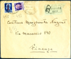 RSI. Soprastampati 1944. Raccomandata Da Fossano (CN) Per Firenze. - Autres & Non Classés