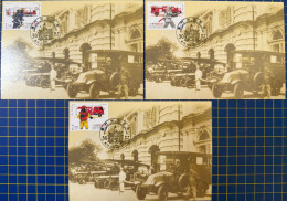 MACAU SPECIAL POST OFFICE POST CARDS 30th ANNIVERSARY OF MACAU SECURITY FORCES, LOT OF 3 CARDS - FIRE DEPARTMENT - Macao