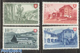Switzerland 1948 Pro Patria 4v, Mint NH, Nature - Dogs - Art - Architecture - Ungebraucht