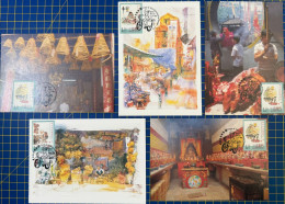 MACAU MAXIMUM POST CARDS LOT OF 5 - SCENES FROM EVERYDAY LIFE THE PAST - Macao