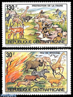 Central Africa 1984 Nature Conservation 2v, Mint NH, Nature - Transport - Animals (others & Mixed) - Elephants - Rhino.. - Pompieri