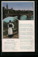 AK Ulm A. D., Münster, Teilansicht Mit Münster Und Brücke, Ulmer Mädle - Ulm