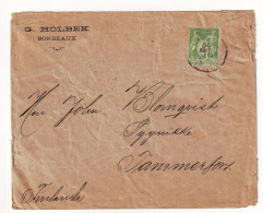 Bordeaux 1900 Holbeck Tammerfors Tampere Finlande Finland Timbre Via Russia St. Petersburg Type Sage 5c Vert Jaune - 1898-1900 Sage (Tipo III)