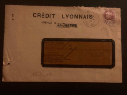 LETTRE CREDIT LYONNAIS TP PETAIN 1F50 Perforé C.L OBL.27-5 44 LA CHATRE INDRE (36) - Covers & Documents