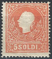1859 Lombardo Veneto 5 Soldi Rosso MH Sassone N. 30 - Lombardy-Venetia