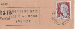 FRANCE. POSTMARK. BIRD EXHIBITION. YVETOT. ROUEN. 1961 - 1961-....