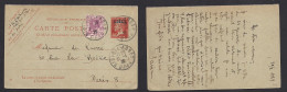 ALGERIA. 1929 (30-31 Jan) Side Bei Abbes, Oran - France, Paris. Pasteur Ovptd Stat Card + Adtl. Fine. SALE. - Algeria (1962-...)