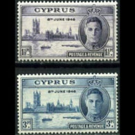 CYPRUS 1946 - Scott# 156-7 Victory Set Of 2 MNH - Unused Stamps