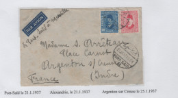 EGYPTE Lettre Du 21.01.1937 Pour La FRance - Storia Postale