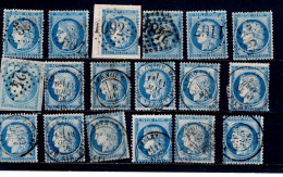 60 A Cérès Dentelé III Répub. 50 C. Bleu Lot De 26 Timbres Ain (a + B) - 1871-1875 Cérès