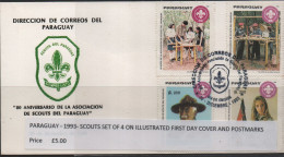 SCOUTS - PARAGUAY - 1993 - SCOUTS SET OF 4  ON ILLUSTRATED FIRST DAY COVER - Briefe U. Dokumente