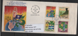 SCOUTS - EL SALVADOR - 1982- SCOUTS 75TH ANNIVERSRAY SET OF  4  ON ILLUSTRATED FIRST DAY COVER - Briefe U. Dokumente
