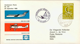 1966-Holland Nederland Olanda Aerogr. I^volo KLM DC9 Amsterdam Roma Del 16 Ottob - Luchtpost