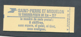 SAINT PIERRE ET MIQUELON - CARNET N° 464a) NEUF* AVEC TRACES DE CHARNIERE SUR LA COUVERTURE - COTE : 12€50 - 1986 - Postzegelboekjes
