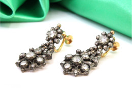 Gold And Silver Earrings With Rhinestones For Non-pierced Ears - Earrings