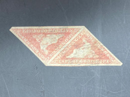 Cape Of Good Hope – 1853–1864 1 Penny Red Triangular (Pair Joined) – SG 3/18 – Scott #1/2 - Capo Di Buona Speranza (1853-1904)