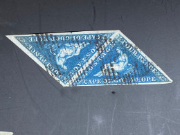 Cape Of Good Hope – 1855–1864 4 Pence Blue Triangular (Pair Joined) – SG 6/19 – Scott #4 – Used - Capo Di Buona Speranza (1853-1904)