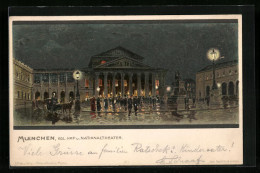 Lithographie München, Königliches Hof- Und Nationaltheater - Teatro