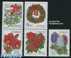 Sweden 1998 Christmas 5v, Mint NH, Nature - Religion - Flowers & Plants - Christmas - Ongebruikt