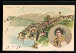 Lithographie Corenno, Costume, Panorama, Lago Di Como - Como