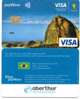 @+ Carte à Puce Demonstration VISA Oberthur : Mondial De Football Au Bresil  2014 - Salon Cartes 2013 - Tarjeta Bancaria Desechable