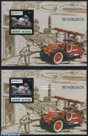 Guinea Bissau 2005 Fire Brigade Gold, Silver 2 S/s, Mint NH, Transport - Fire Fighters & Prevention - Motorcycles - Pompieri