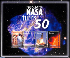 Saint Vincent & The Grenadines 2011 Canouan, NASA Turns 50 4v M/s, Mint NH, Transport - Space Exploration - St.Vincent Y Las Granadinas