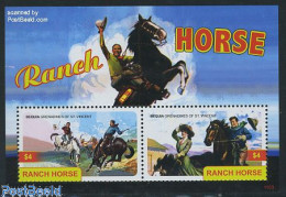 Saint Vincent & The Grenadines 2011 Bequia,  Ranch Horse 2v M/s, Mint NH, Nature - Horses - St.Vincent Y Las Granadinas