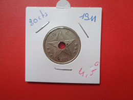 CONGO BELGE 20 Centimes 1911 (A.17) - 1910-1934: Albert I
