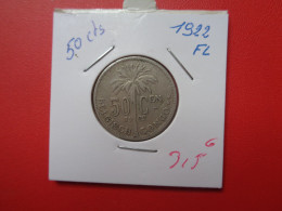 CONGO BELGE 50 Centimes 1922 VL (A.17) - 1910-1934: Albert I