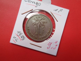 CONGO BELGE 1 FRANC 1929 VL (A.17) - 1910-1934: Albert I