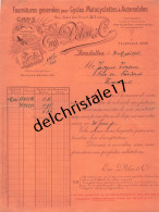 Delcampe - 96 0264 BRUXELLES BELGIQUE 1912 Fournitures Cycles Motocyclettes & Automobiles DELEU & Cie Rue Jules VAN PRACT - Automobile