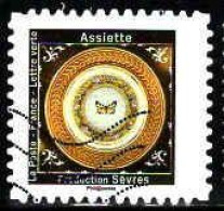 France Poste AA Obl Yv:1788 Mi:7469 Assiette Production Sèvres Papillon (L.Ondul-p.points) - Farfalle